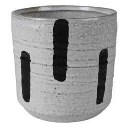 Ceramic Cachepot with Alternate Stripes Pattern; Large; Gray; DunaWest