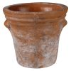 Tia 14 Inch Cement Planter Pot; Tapered; Faux Cracks; Large; Washed Brown; DunaWest