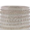 Ceramic Cachepot with Embossed Geometric Pattern; Large; White; DunaWest