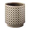 7 Inch Round 3 Piece Ceramic Pot Set with Clover Links Pattern; Beige; DunaWest