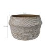 8 Inch Cement Cachepot; Textured Seagrass Design; Large; Brown; DunaWest