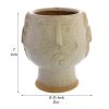 7 Inch Ceramic Cachepot; Textured Face Design; Cream; DunaWest