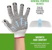 12 Pack PVC Double Side Dot String Gloves 10". String Knit Gloves with Plastic Dot Coating. Large Size Gloves. Knitted Cotton Polyester Gloves for Gen