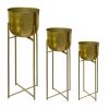 40; 30; 20 Inch High Brass Raised Planter with Stand; Set of 3; Gold; DunaWest