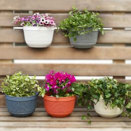 Flowerpot Fade-less Fall-resistant Ornamental Drain Hole Eco-friendly Plant Pot Plant Accessories (Color: coffee, size: L)