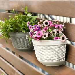 Flowerpot Fade-less Fall-resistant Ornamental Drain Hole Eco-friendly Plant Pot Plant Accessories (Color: White, size: M)