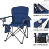Oversized Heavy Duty Camping Chairs 2 Pack;  Padded Compact Folding Portable Chair with Cooler Cup Holder Side Pocket for Outdoor Sports Lawn Backyard